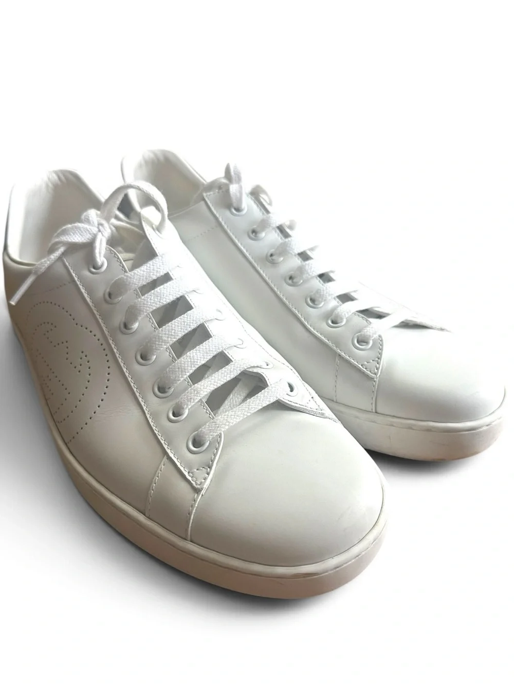 Gucci Men’s Ace Interlocking G White Leather Sneakers 10 / US 10.5